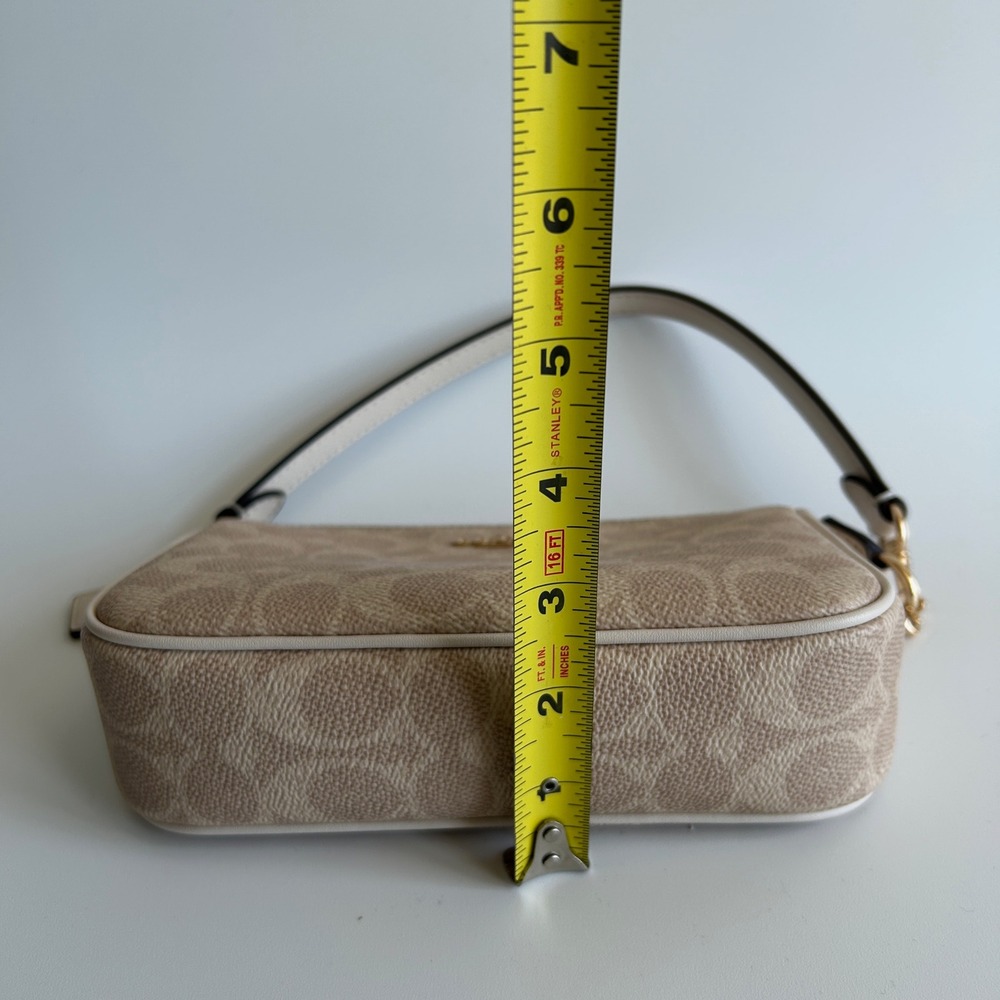 Coach Nolita 19 Light Khaki Chalk Signature Canvas Shoulder Bag Excellent - Picture 9 of 9